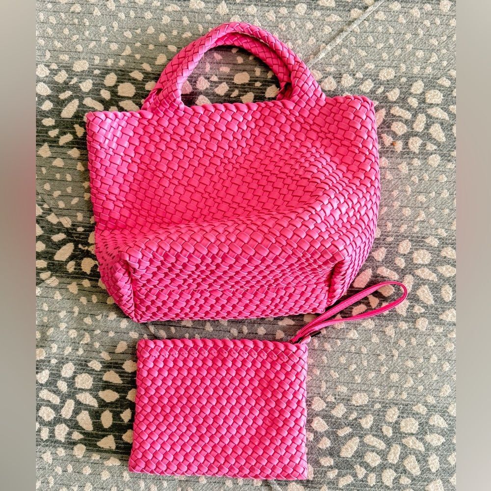 Source Unknown Pink Woven Tote Bag Set